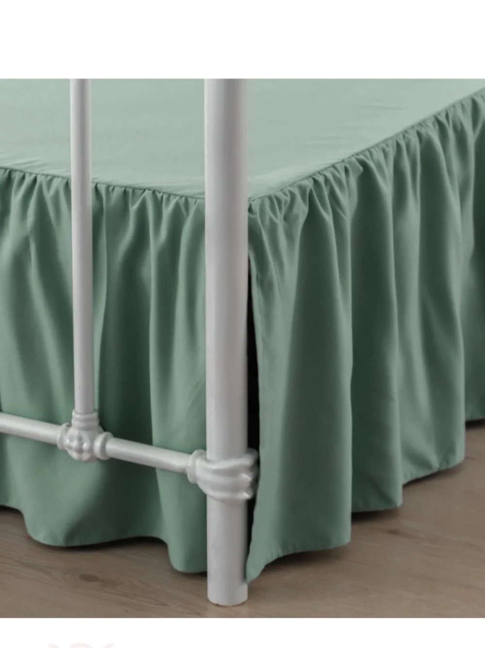 KING SIZE Dust Ruffle Bed Skirt with Split Corners 18” Drop - SAGE GREEN